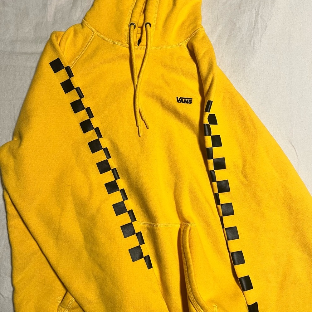 Vans Bright Yellow Hoodie with Black Checkered Pattern